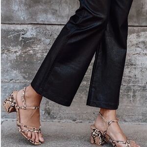 Lulu's Fanny Tan Snake-Embossed Strappy High Heel Sandals NIB